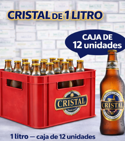 Caja de cerveza Cristal 1 litro